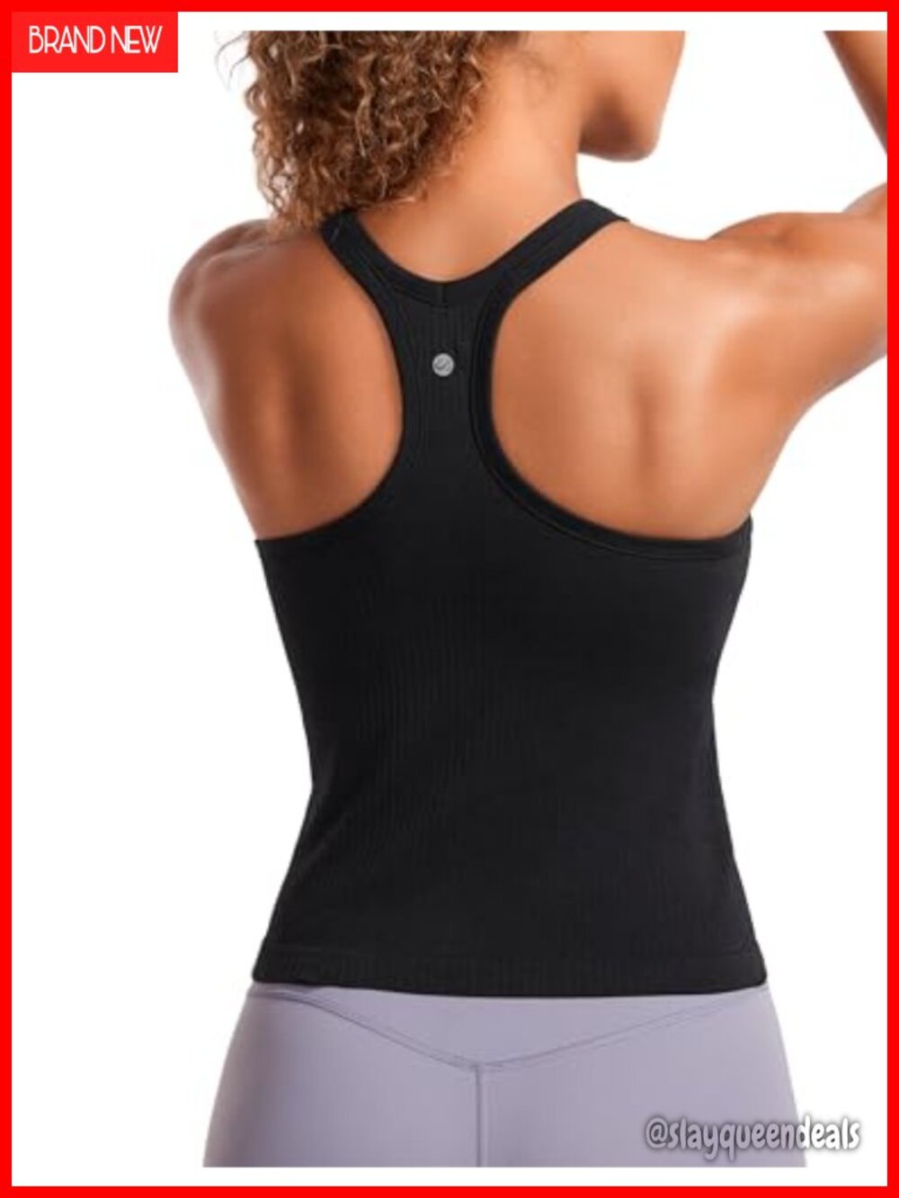 Seamless Ribbed Racerback Tank Top with Built In Shelf Bra Yoga Athletic